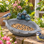 Bird Family Birdfeeder Garden Ornament (Size 28x18x13 cm) - Blue_7698759_2