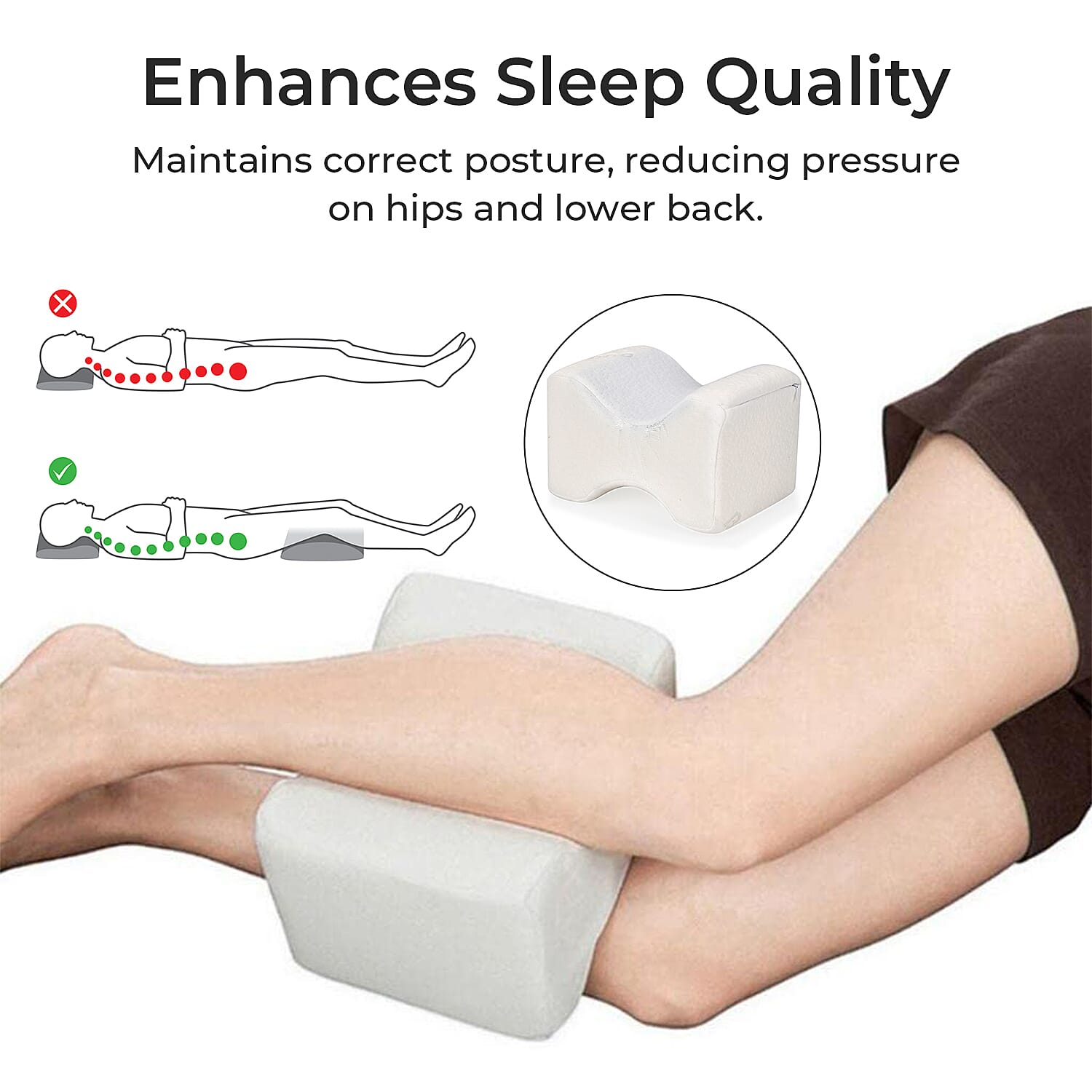 Leg Cool Memory Foam Gel Pillow - White