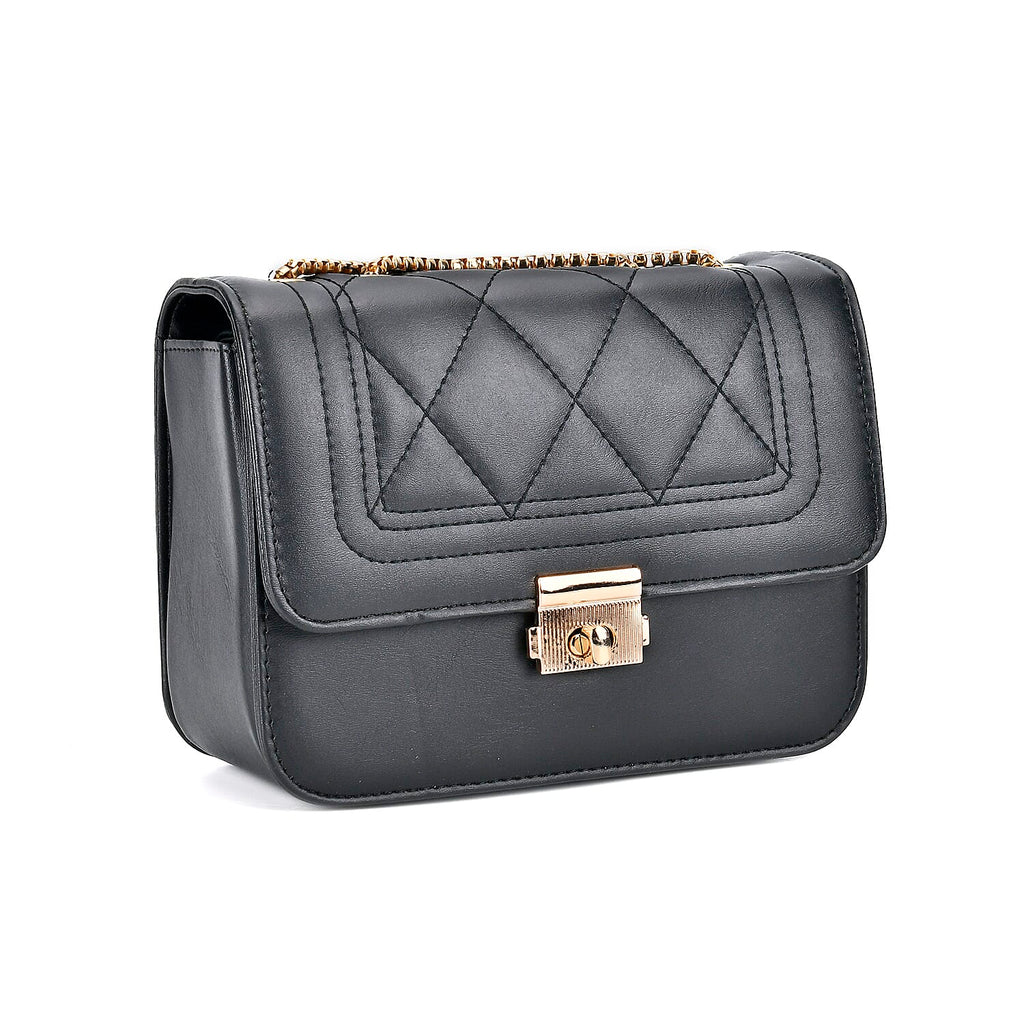 Set of 3 - PU Heart Crossbody Bag - Black