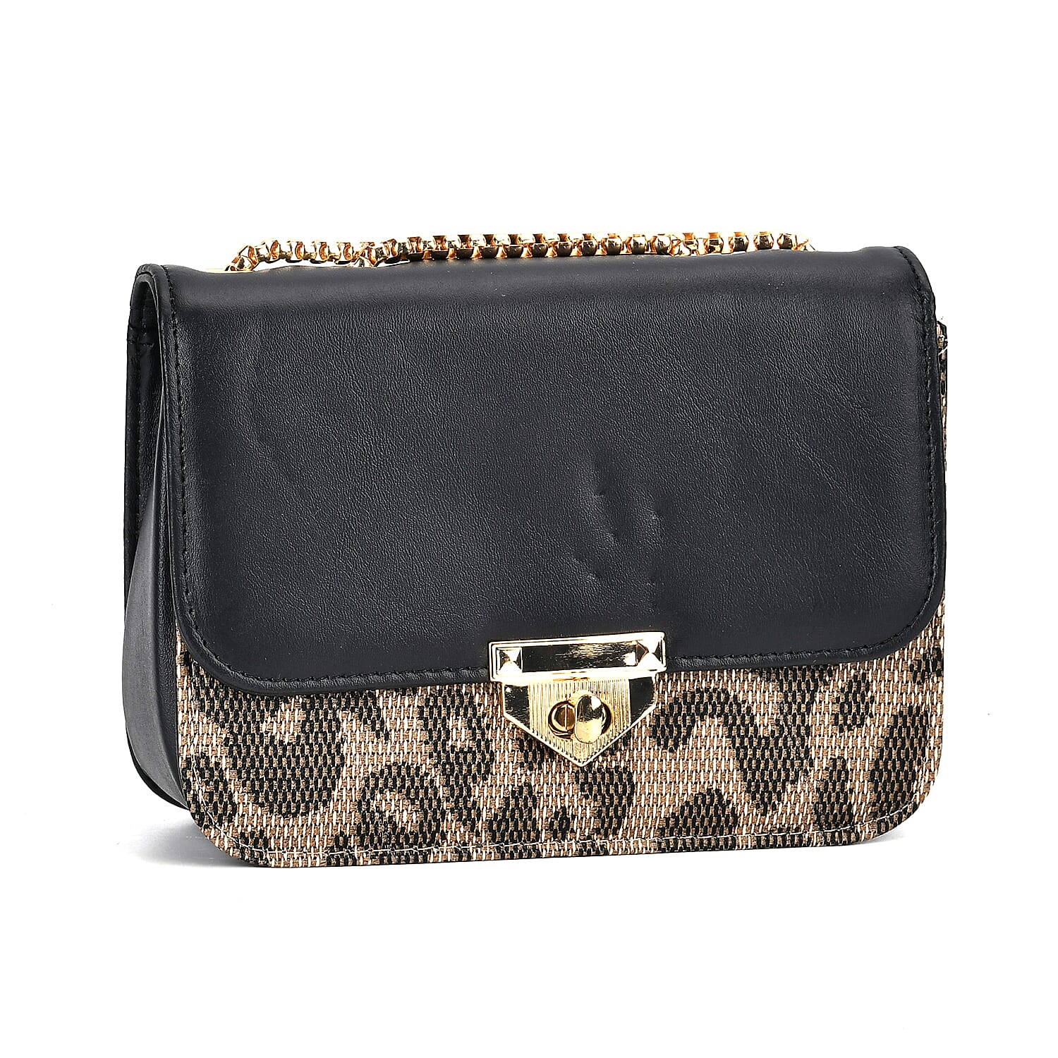 Set of 3 - PU Heart Crossbody Bag - Black