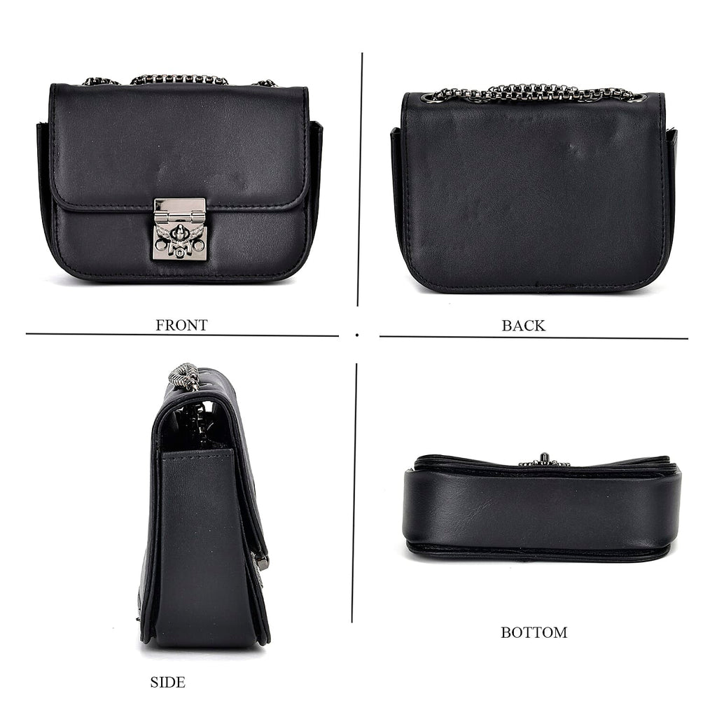 Set of 3 - PU Heart Crossbody Bag - Black
