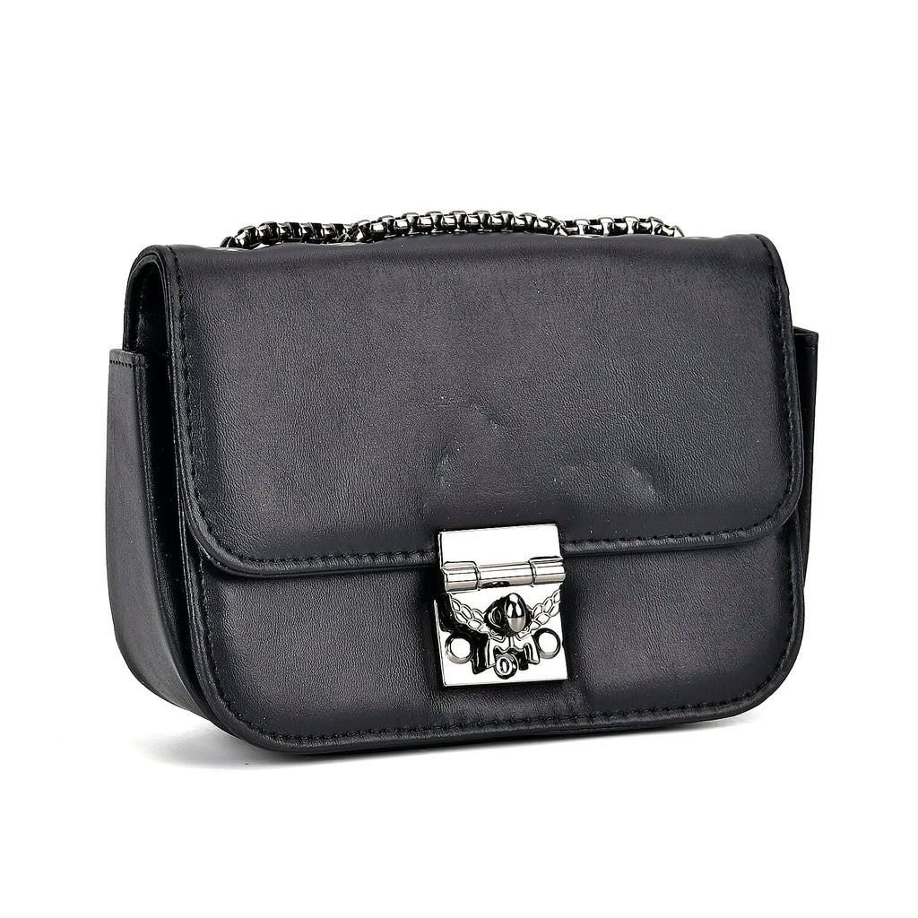 Set of 3 - PU Heart Crossbody Bag - Black