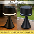 Solar Table Lamp with USB Recharge Function and 1200mah Battery - Black