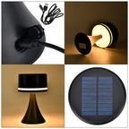 Solar Table Lamp with USB Recharge Function and 1200mah Battery - Black