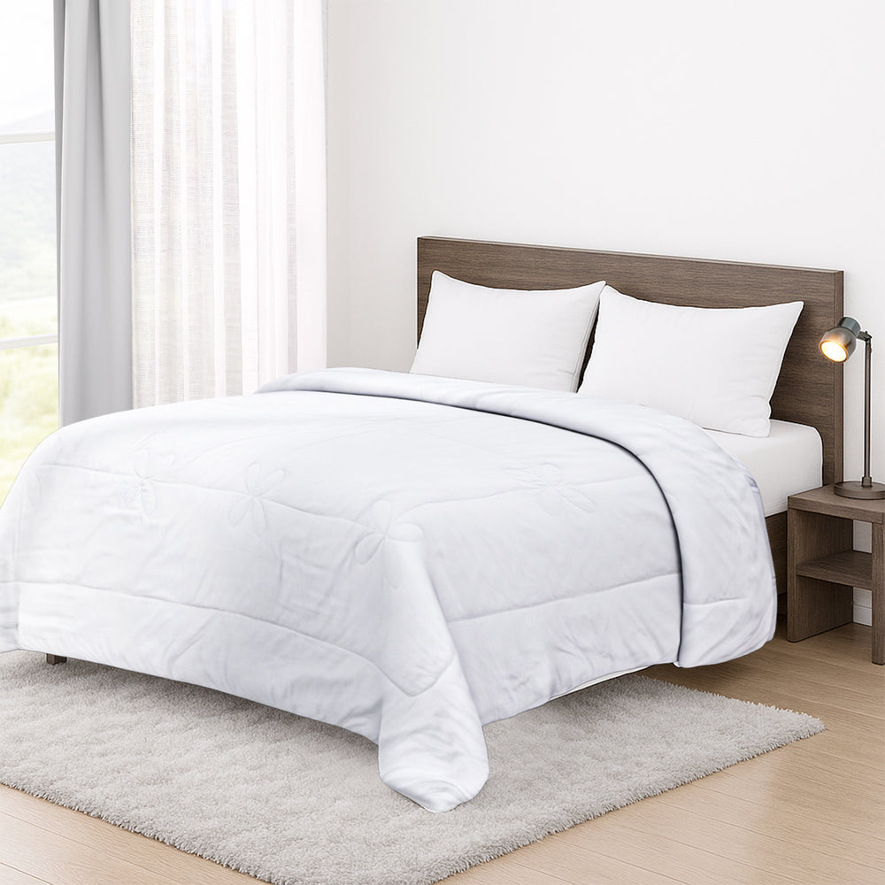 Bamboo Patterned Comforter and Duvet (Size 200x1 cm) - White & White_7700955