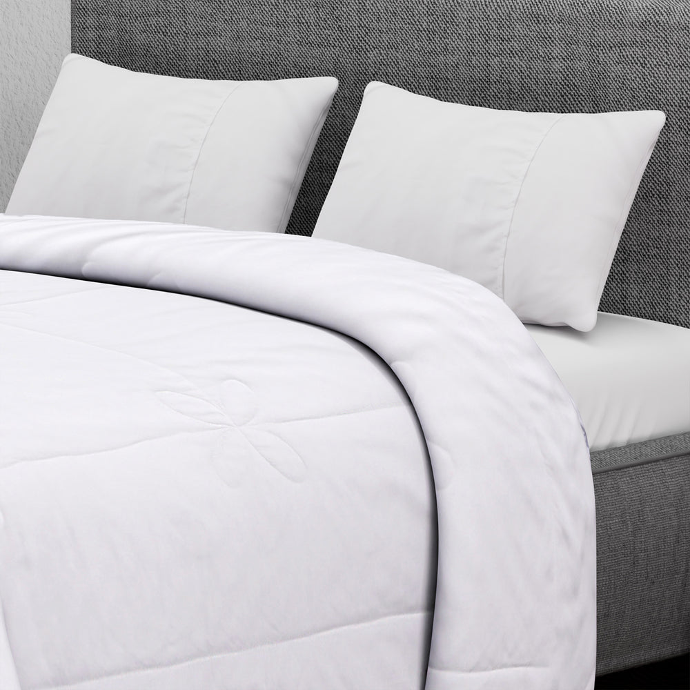 Bamboo Patterned Comforter and Duvet (Size 200x1 cm) - White & White_7700955_1
