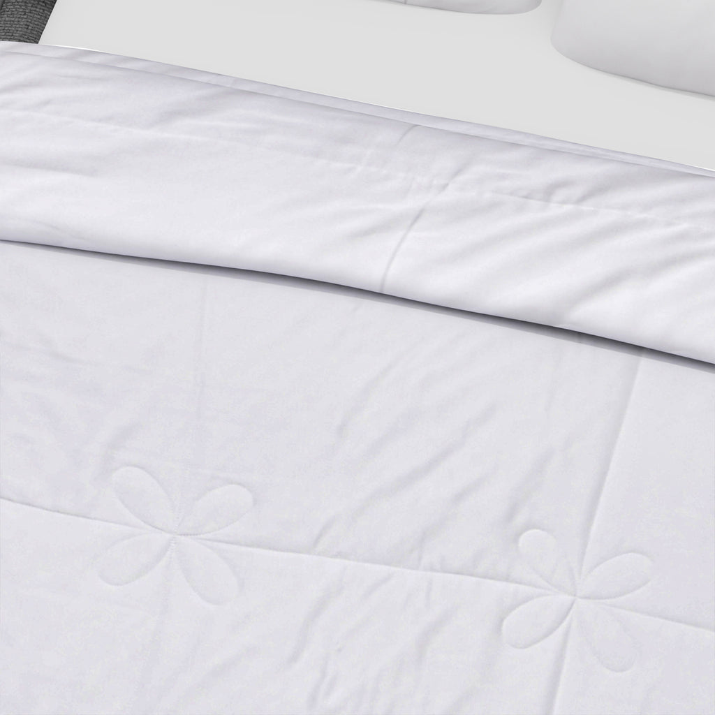 Bamboo Patterned Comforter and Duvet (Size 200x1 cm) - White & White_7700955_3