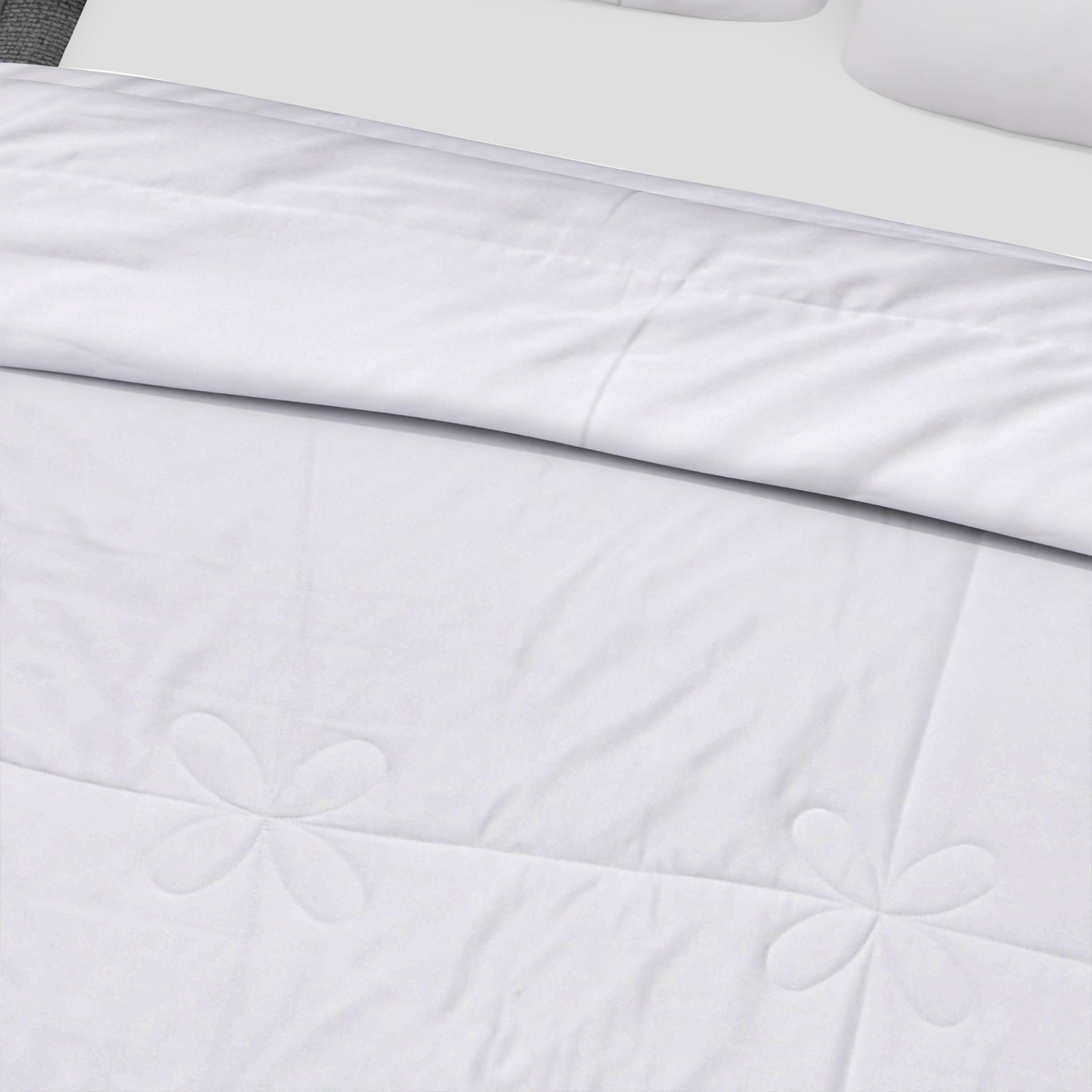 Bamboo Patterned Comforter and Duvet (Size 200x1 cm) - White & White_7700955_3