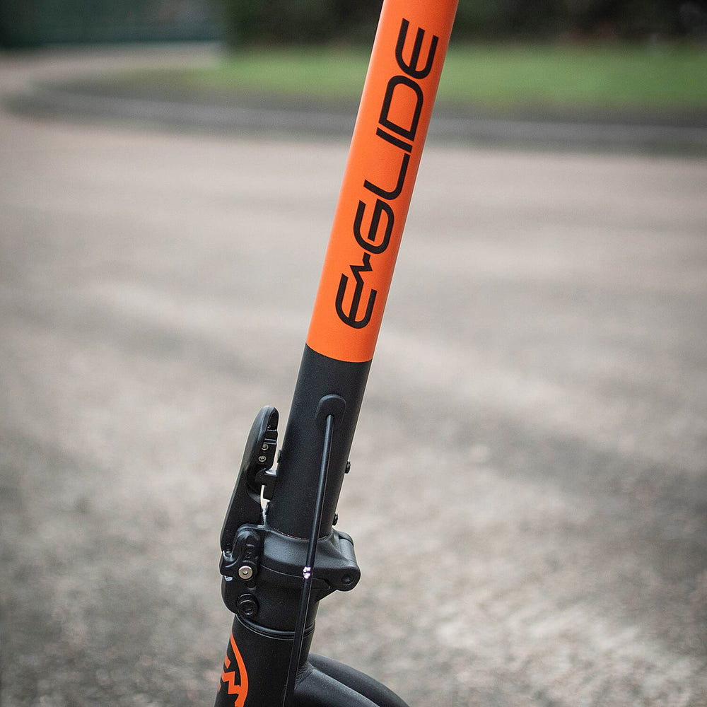 E Glide Foldable Electric Scooter (18 Miles on Single Charge) - Orange & Black - Only To be Used on Private Land