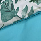 3 Piece Set - Leaves Pattern Comforter with 2 Pillow Cases (Double Size 200x200 cm) - Green