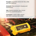 Stanley Smart Battery Charger - Plug Charge GO! (6-12V 4A) -Yellow