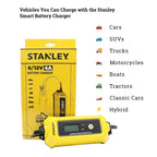 Stanley Smart Battery Charger - Plug Charge GO! (6-12V 4A) -Yellow