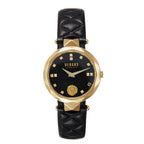Versace Versus Covent Garden Peti Quartz Movement Black Dial 3ATM Water Resistant Analog Watch With Black Leather Strap
