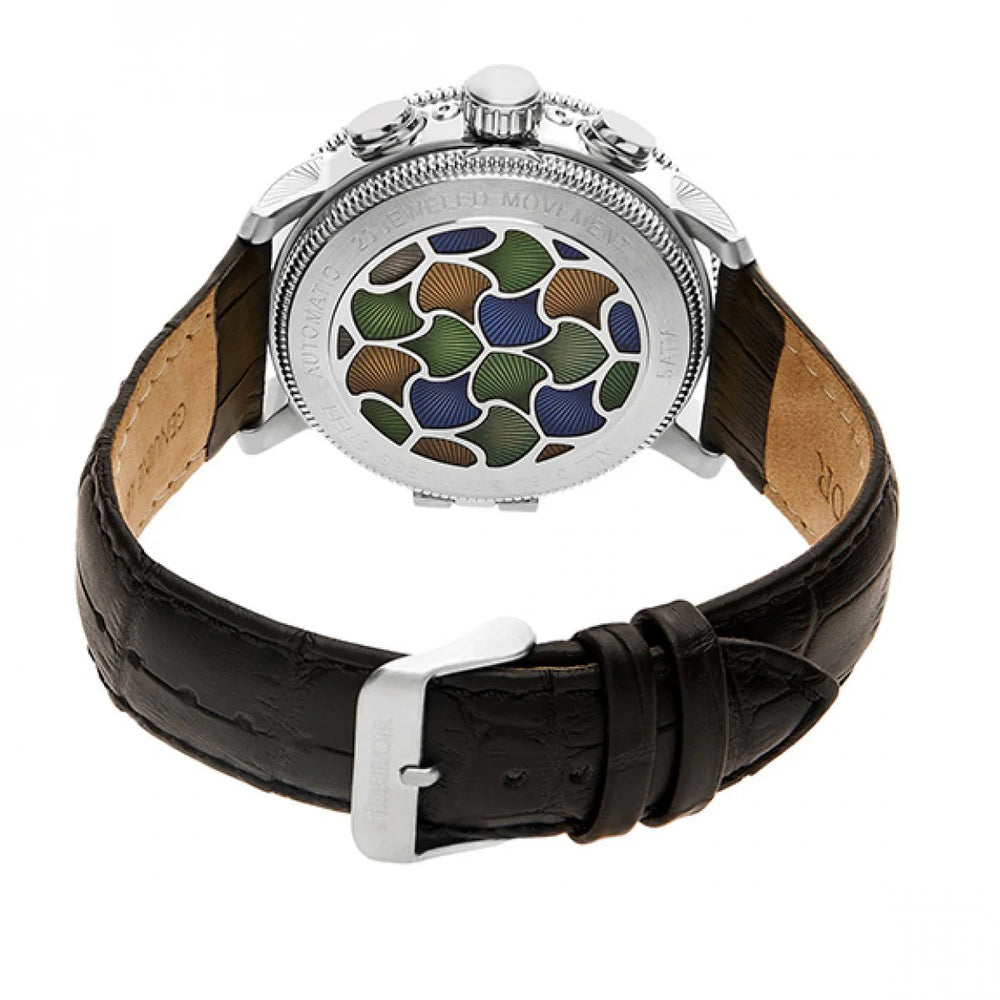HERITOR Luciano Automatic Movt. 20ATM Water Resistant Black Dial Mens Watch with Silver Colour Stainless Steel Strap and Silver-Tone Case_7708549_1