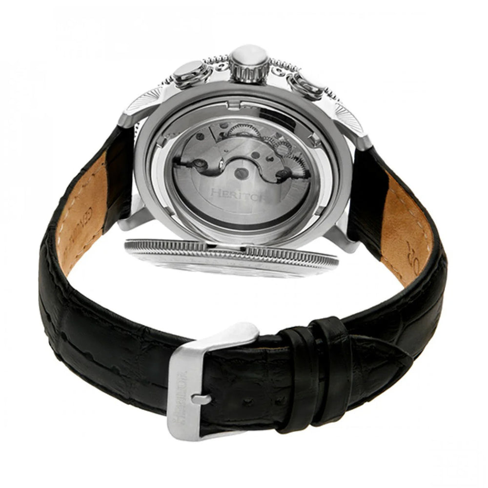 HERITOR Luciano Automatic Movt. 20ATM Water Resistant Black Dial Mens Watch with Silver Colour Stainless Steel Strap and Silver-Tone Case_7708549_3