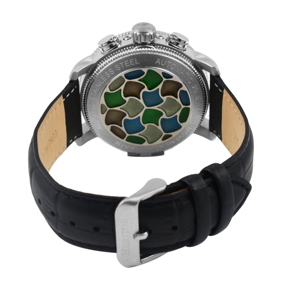 HERITOR Luciano Automatic Movt. 20ATM Water Resistant Black Dial Mens Watch with Silver Colour Stainless Steel Strap and Silver-Tone Case_7708549_4