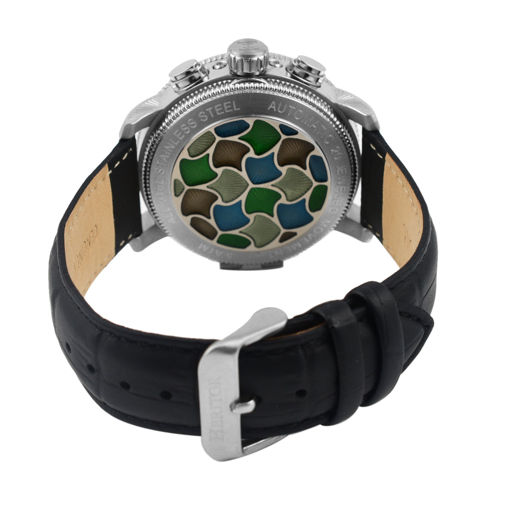 HERITOR Luciano Automatic Movt. 20ATM Water Resistant Black Dial Mens Watch with Silver Colour Stainless Steel Strap and Silver-Tone Case_7708549_4