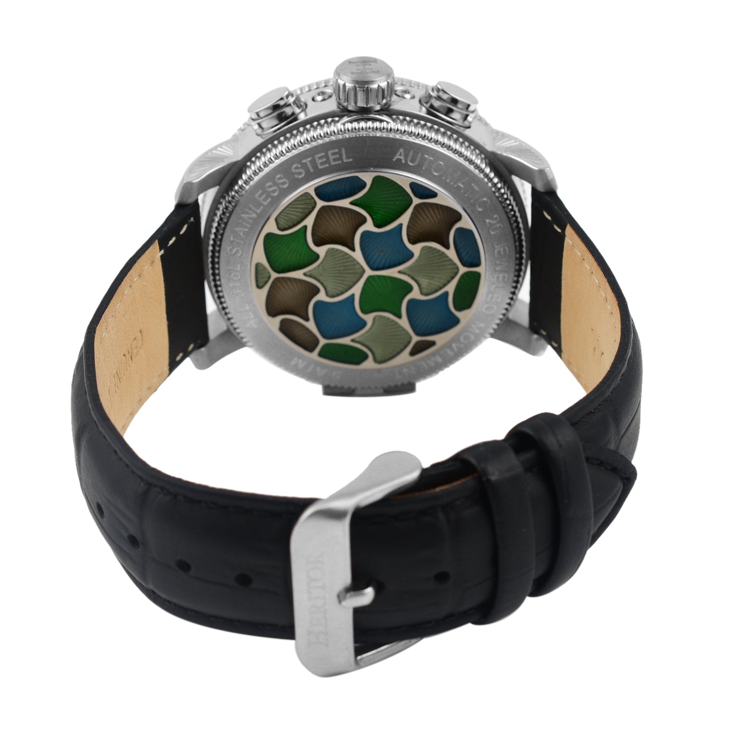 HERITOR Luciano Automatic Movt. 20ATM Water Resistant Black Dial Mens Watch with Silver Colour Stainless Steel Strap and Silver-Tone Case_7708549_4
