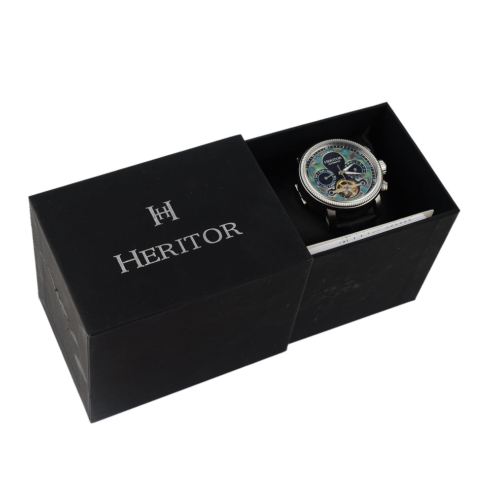 HERITOR Luciano Automatic Movt. 20ATM Water Resistant Black Dial Mens Watch with Silver Colour Stainless Steel Strap and Silver-Tone Case_7708549_5
