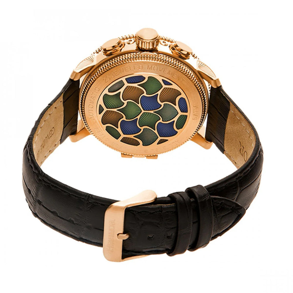 HERITOR Automatic Movt. 5ATM Water Resistance Black Dial Mens Watch with Black Colour Leather Strap_7708563_1