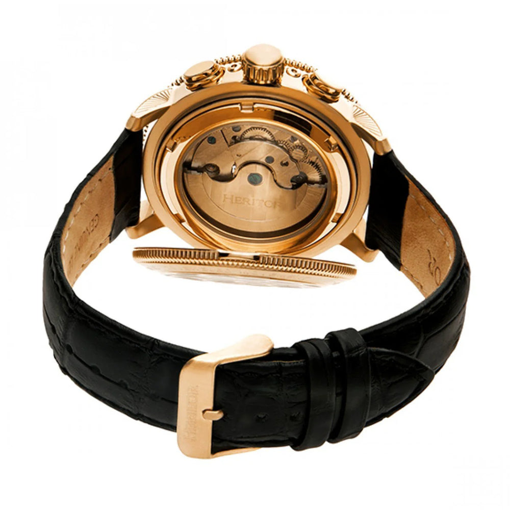HERITOR Automatic Movt. 5ATM Water Resistance Black Dial Mens Watch with Black Colour Leather Strap_7708563_2