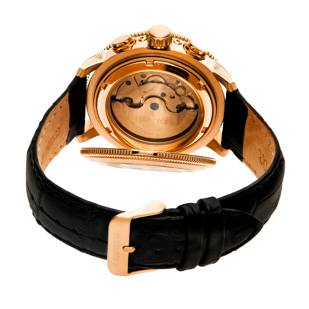 HERITOR Automatic Movt. 5ATM Water Resistance Black Dial Mens Watch with Black Colour Leather Strap_7708563_4