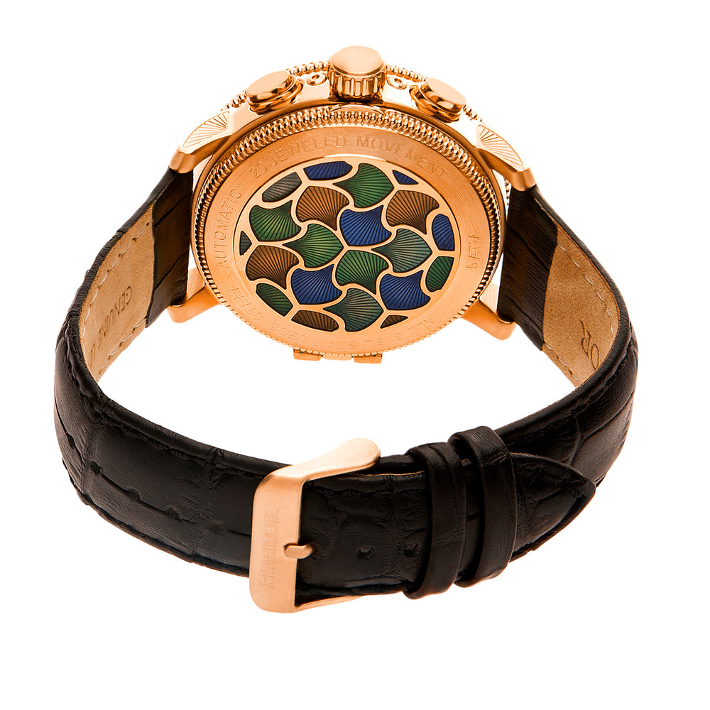 HERITOR Automatic Movt. 5ATM Water Resistance Black Dial Mens Watch with Black Colour Leather Strap_7708563_5