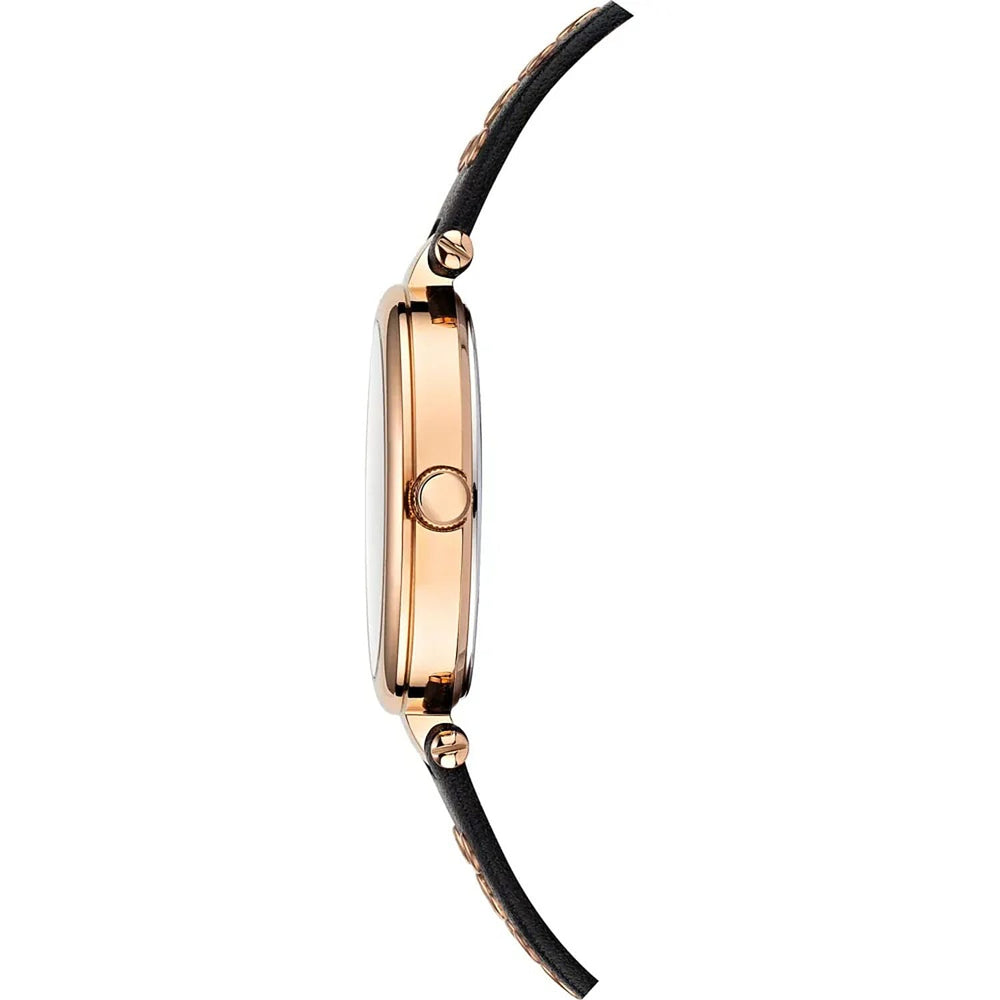 Versace Versus Los Feliz Quartz Movement 3ATM Water Resistant Analog Watch With Black Leather Strap