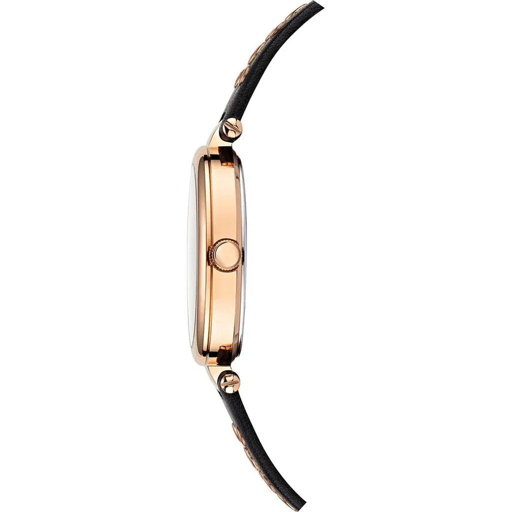 Versace Versus Los Feliz Quartz Movement 3ATM Water Resistant Analog Watch With Black Leather Strap