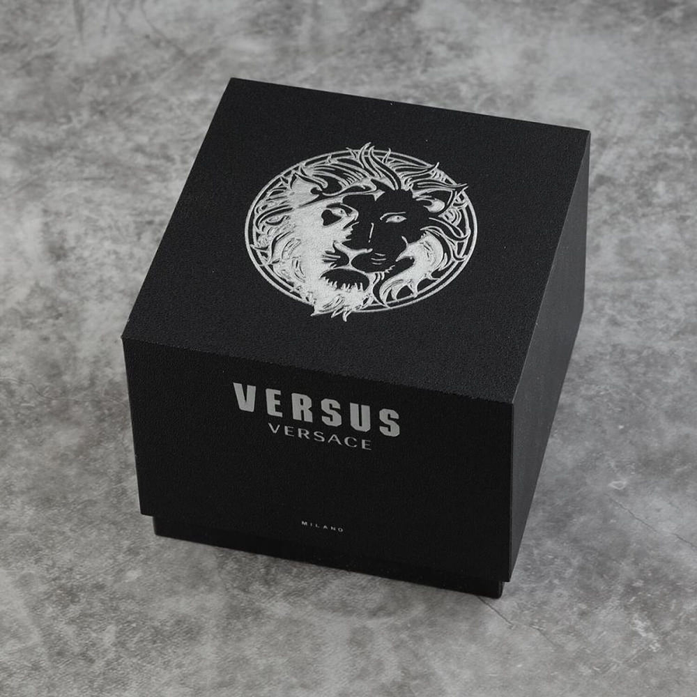 Versace Versus Los Feliz Quartz Movement 3ATM Water Resistant Analog Watch With Black Leather Strap