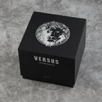 Versace Versus Los Feliz Quartz Movement 3ATM Water Resistant Analog Watch With Black Leather Strap