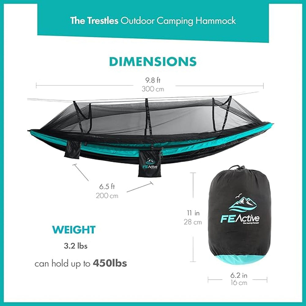 FE Active Trestles Heavy Duty Hammock - Black & Teal