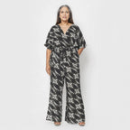 La Marey 100% Viscose Ikat Pattern Ladies Jumpsuit (Size S) - Black