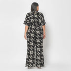 La Marey 100% Viscose Ikat Pattern Ladies Jumpsuit (Size XXL) - Black
