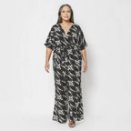 La Marey 100% Viscose Ikat Pattern Ladies Jumpsuit (Size XXL) - Black