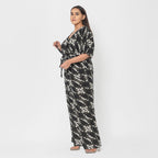 La Marey 100% Viscose Ikat Pattern Ladies Jumpsuit (Size XXL) - Black