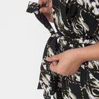 La Marey 100% Viscose Ikat Pattern Ladies Jumpsuit (Size XXL) - Black