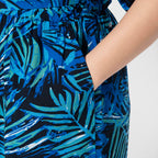 La Marey 100% Viscose Palm Pattern Ladies Jumpsuit (Size XXL) - Purple - Black