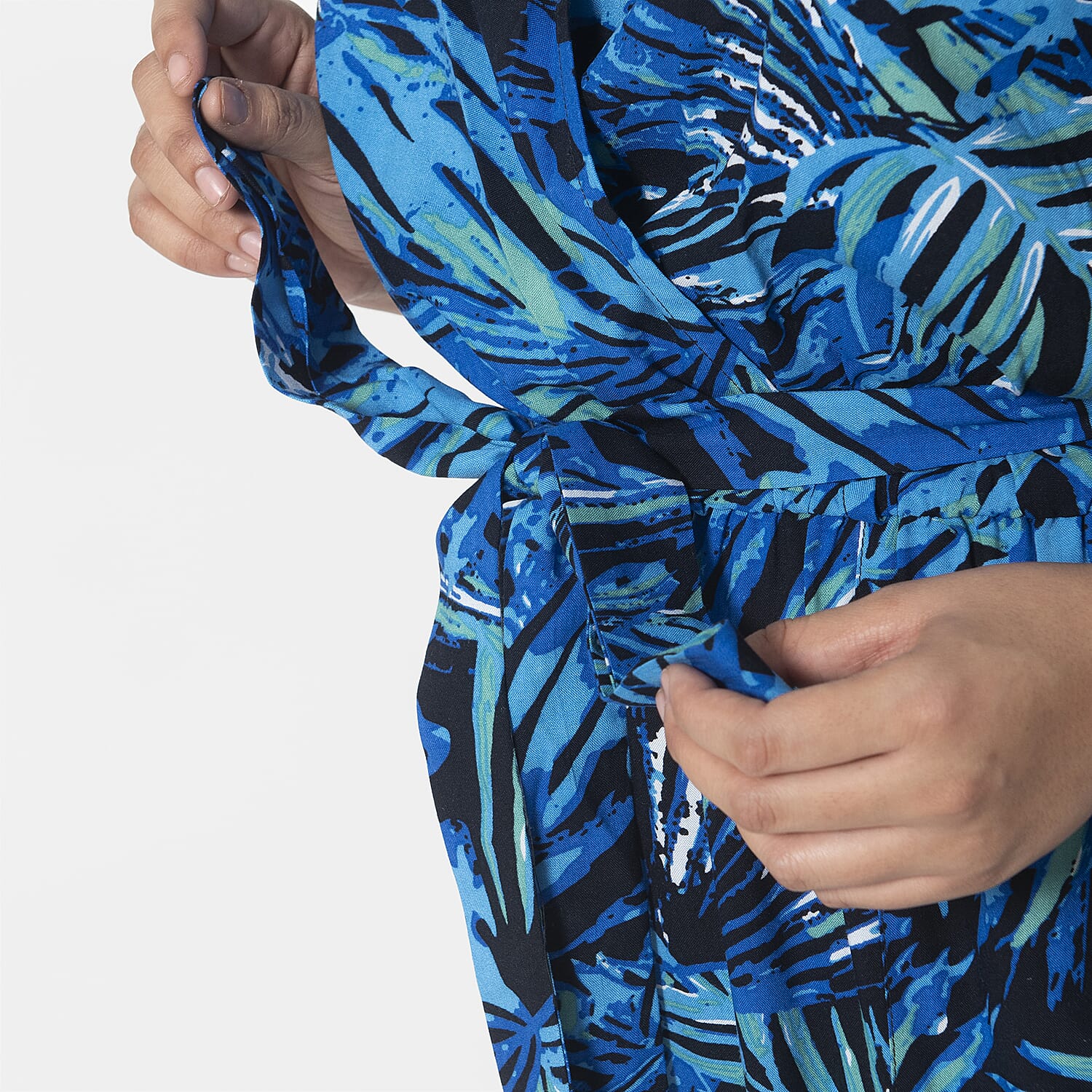 La Marey 100% Viscose Palm Pattern Ladies Jumpsuit (Size XXL) - Purple - Black
