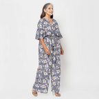 La Marey 100% Viscose Floral Pattern Ladies Jumpsuit (Size XXL) - Grey