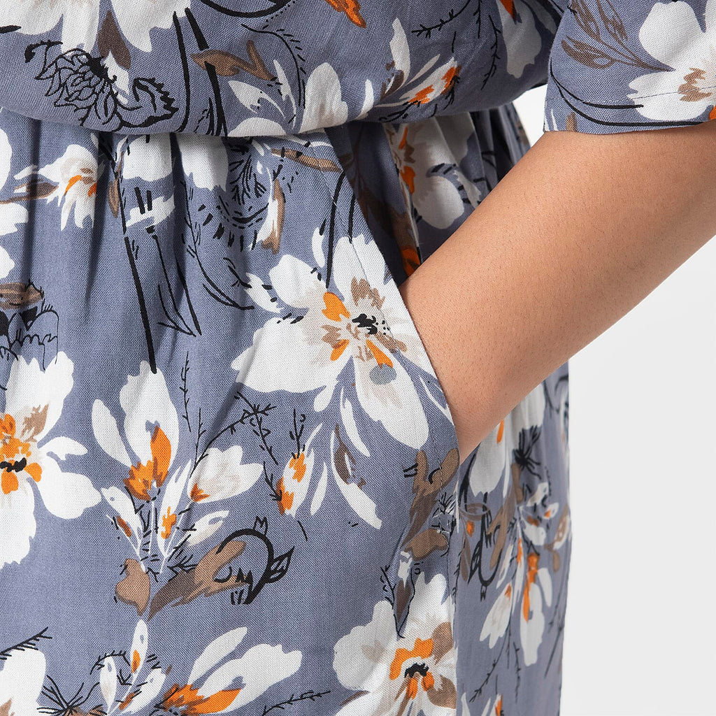 La Marey 100% Viscose Floral Pattern Ladies Jumpsuit (Size XXL) - Grey