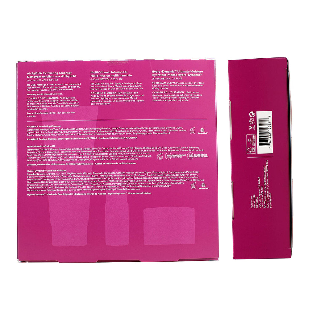 Set of 3 Murad Hydrate Trial Kit (Incl. 60ml Exfoliating Cleanser, 15ml, Moisture - 10ml Multi Vitamin Oil)
