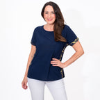 Styled By Side Floral Printed Top (Size M) - Navy_7730612