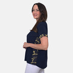 Styled By Side Floral Printed Top (Size M) - Navy_7730612_3