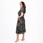 Styled By Midi Print Dress (Size M) - Navy_7730617_1