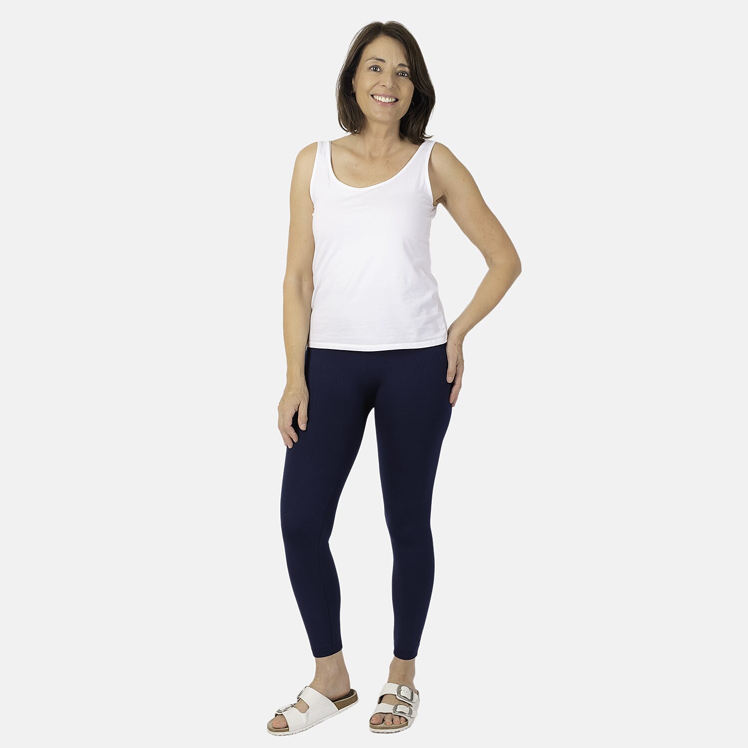 Emelia 2 Pack Fleece Lined Leggings (Size L) - Navy