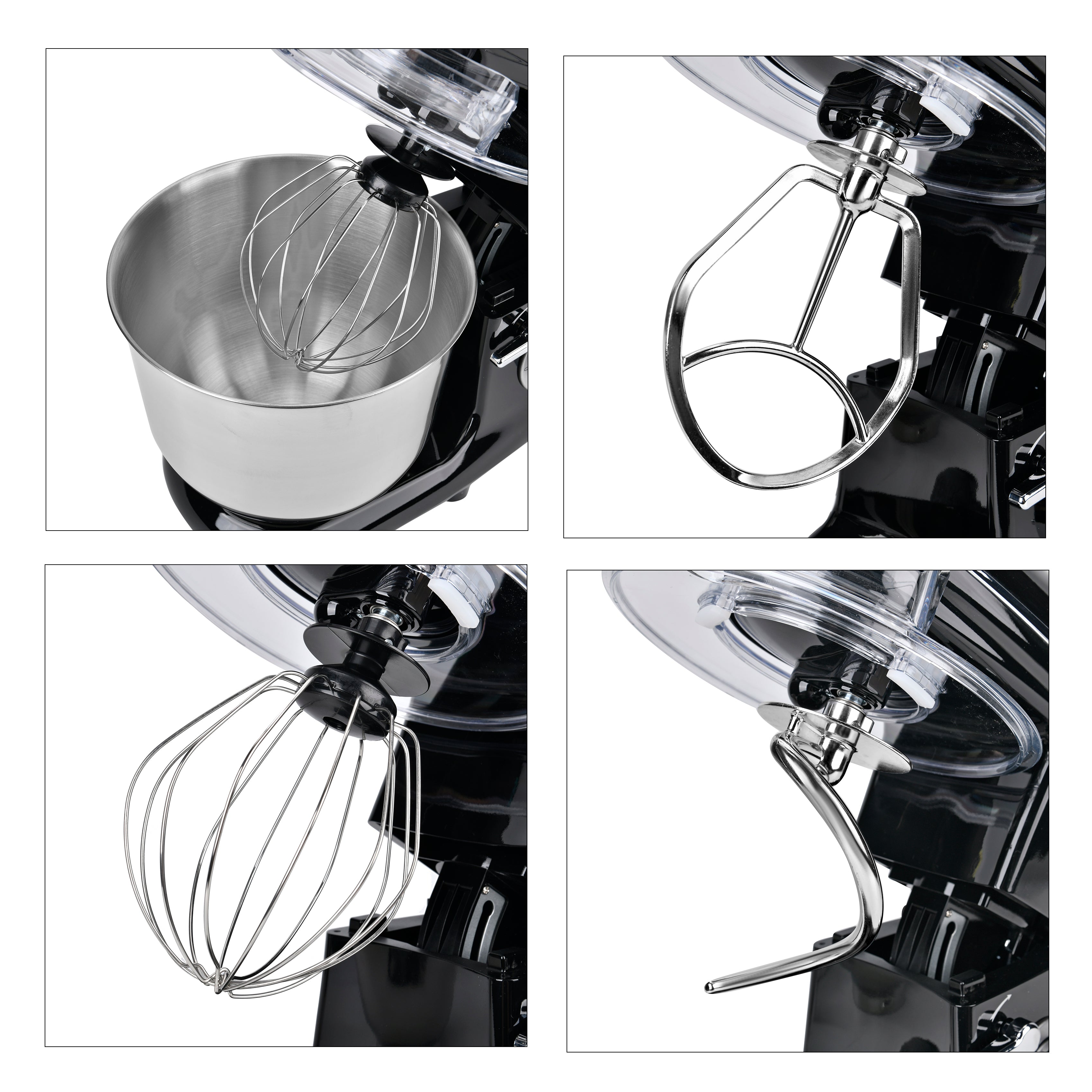 HOMESMART Stand Mixer with 3 Blades, 6 Speed Rotary Control Etc. (6.0 L,1500W ) - Black_7740055_6