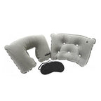 Rolson 3 Piece Travel Kit (Inc. Inflatable Neck Pillow, Back Cushion - Eye Mask)