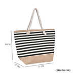 Multi-Purpose Striped Stylish Tote Bag - Black & White
