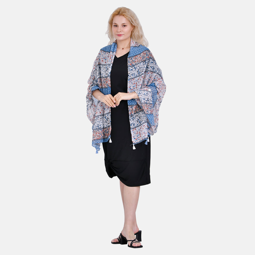 Designer Fringed Long Scarf (Size 180x1 cm) - Multi Color & Multicolor_7751701